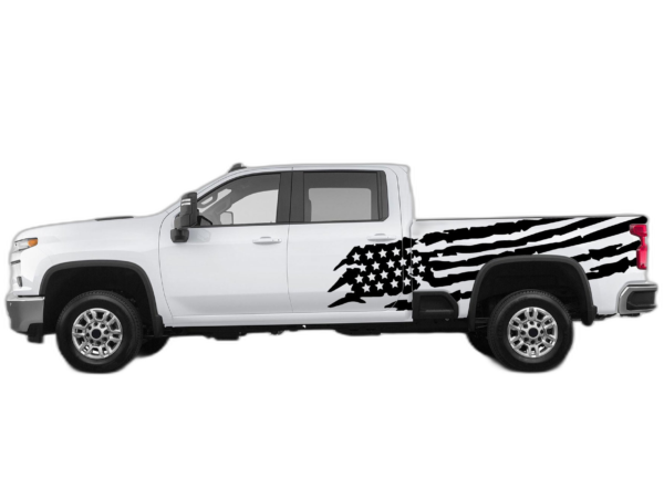US Flag Side Decals Graphics for Chevrolet Silverado 2500HD