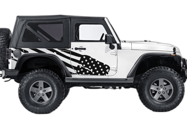 US Flag Side Decals Graphics for Jeep Wrangler JK 2 Doors