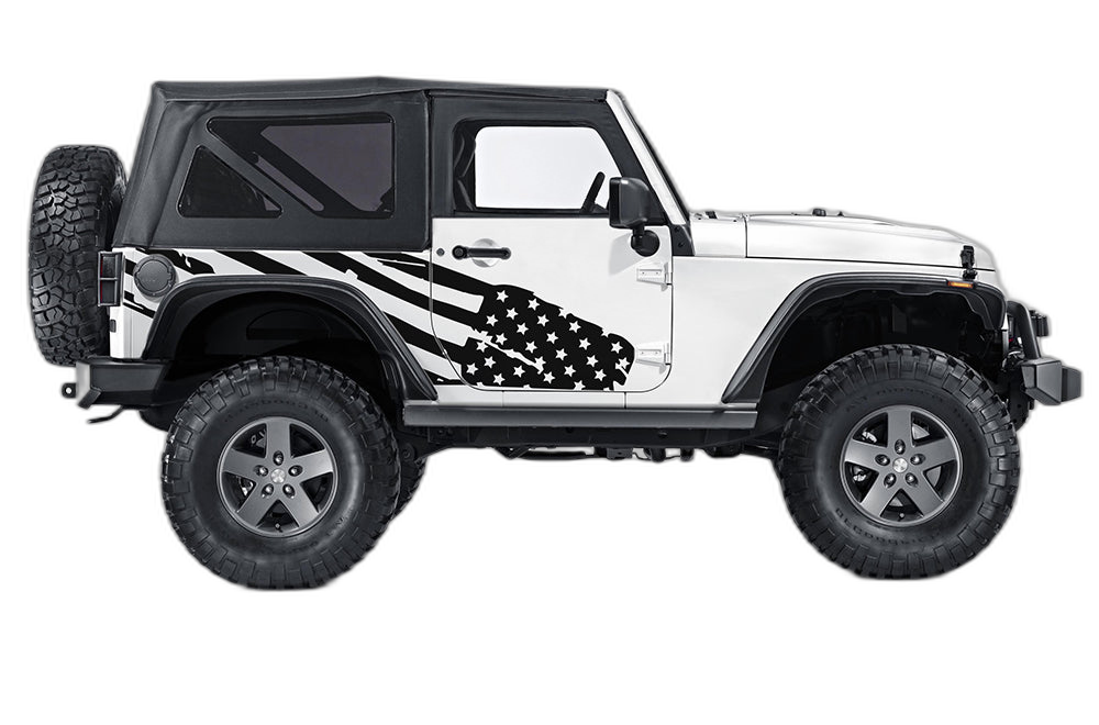 US Flag Side Decals Graphics for Jeep Wrangler JK 2 Doors