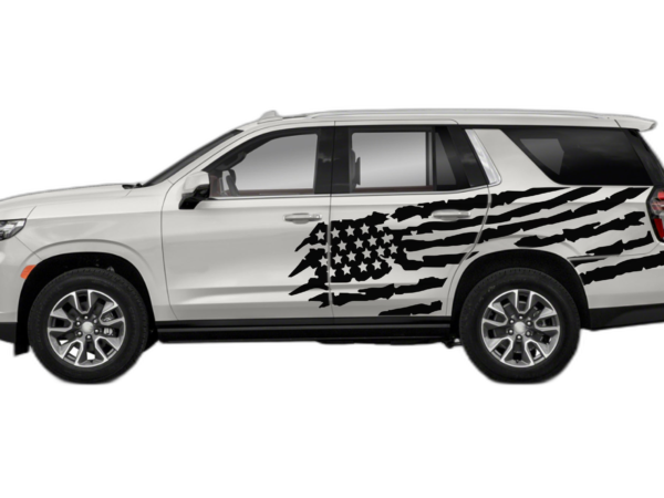US flag side graphics decals compatible with Chevrolet Tahoe
