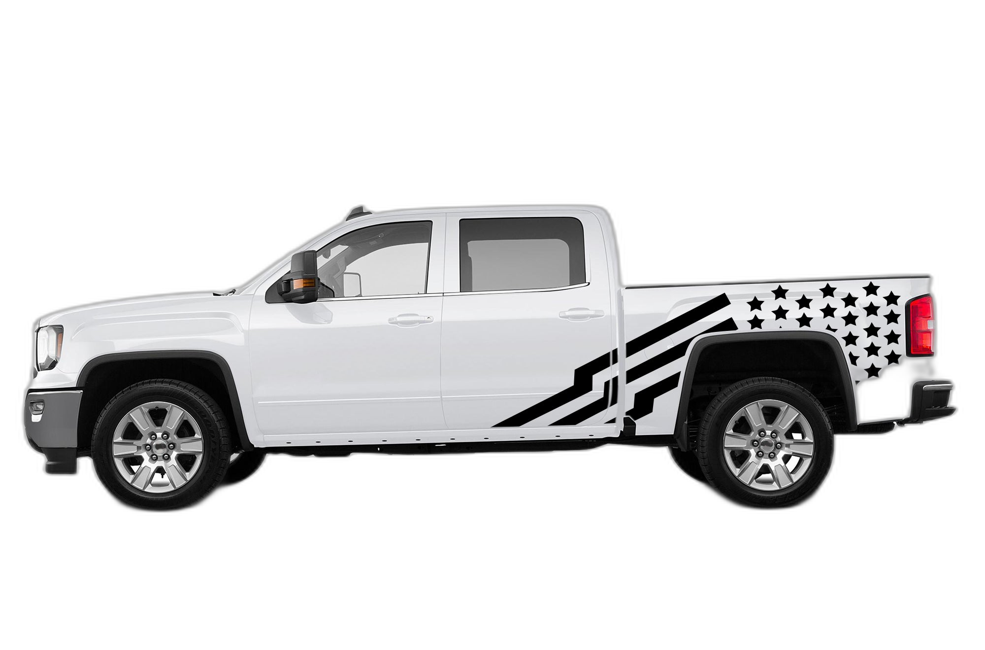 US flag side graphics decals compatible with GMC Sierra 2014-2018
