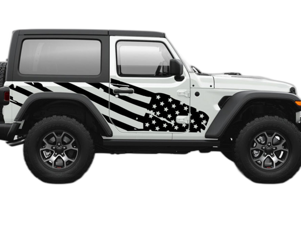 US Flag Side Graphics for Jeep Wrangler JL 2 Doors