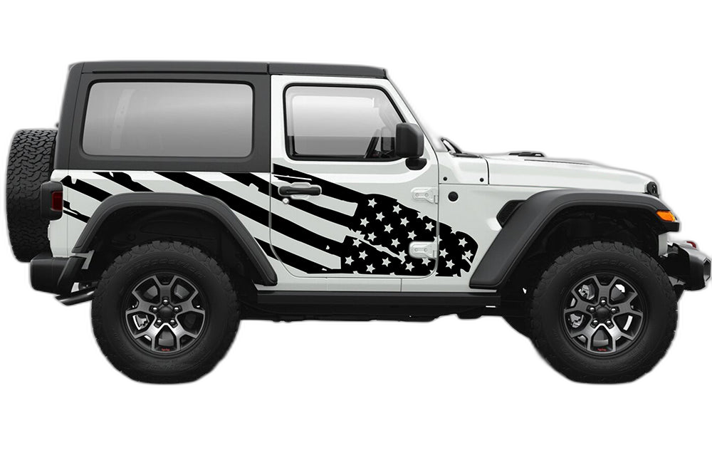 US Flag Side Graphics for Jeep Wrangler JL 2 Doors