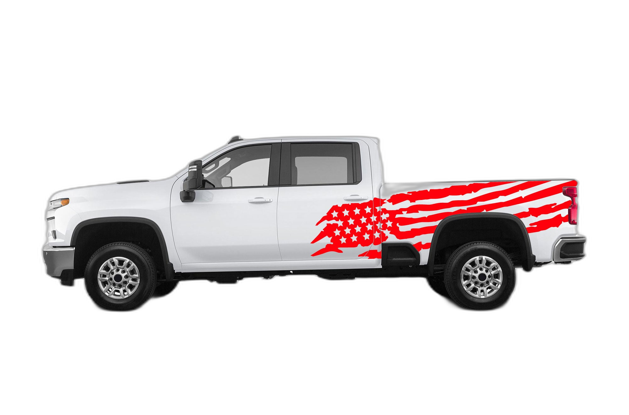 US Flag Side Decals Graphics for Chevrolet Silverado 2500HD - Image 2