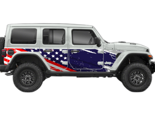 US flag style full side graphics decals compatible with Wrangler JL