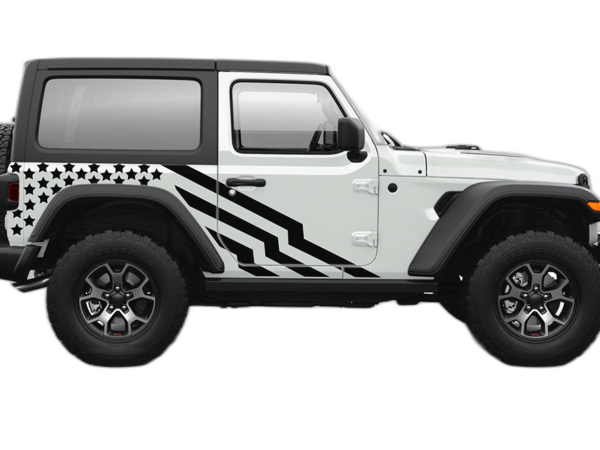 US Stripes and Stars Graphics for Jeep Wrangler JL 2 Doors