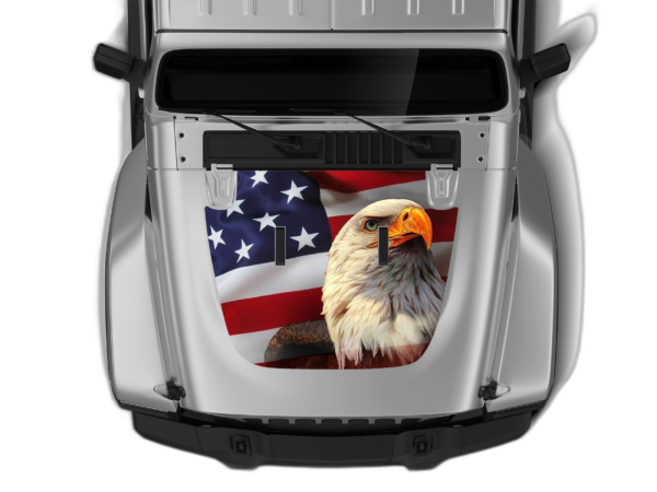USA eagle print hood graphics decals compatible with Jeep Gladiator JT