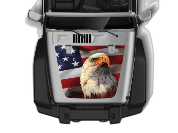 USA eagle print hood graphics decals compatible with Wrangler JK