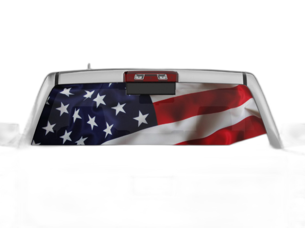 USA flag perforated rear window decal graphics compatible with Chevrolet Silverado 2014-2018