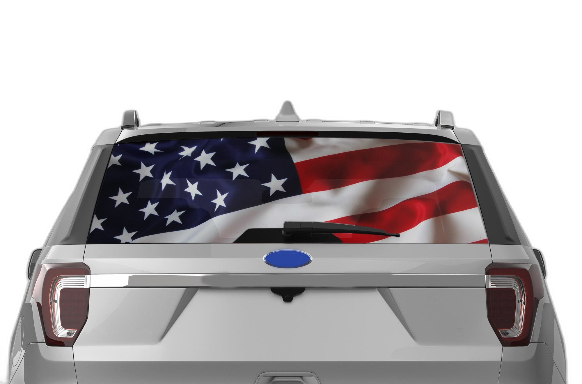 USA Flag Perforated Rear Window Decal Graphics for Ford Explorer 2011-2019