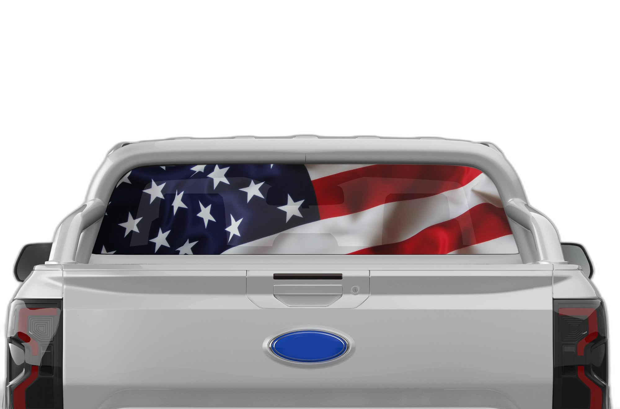 USA flag perforated rear window decal graphics compatible with Ford Ranger 2019-2023
