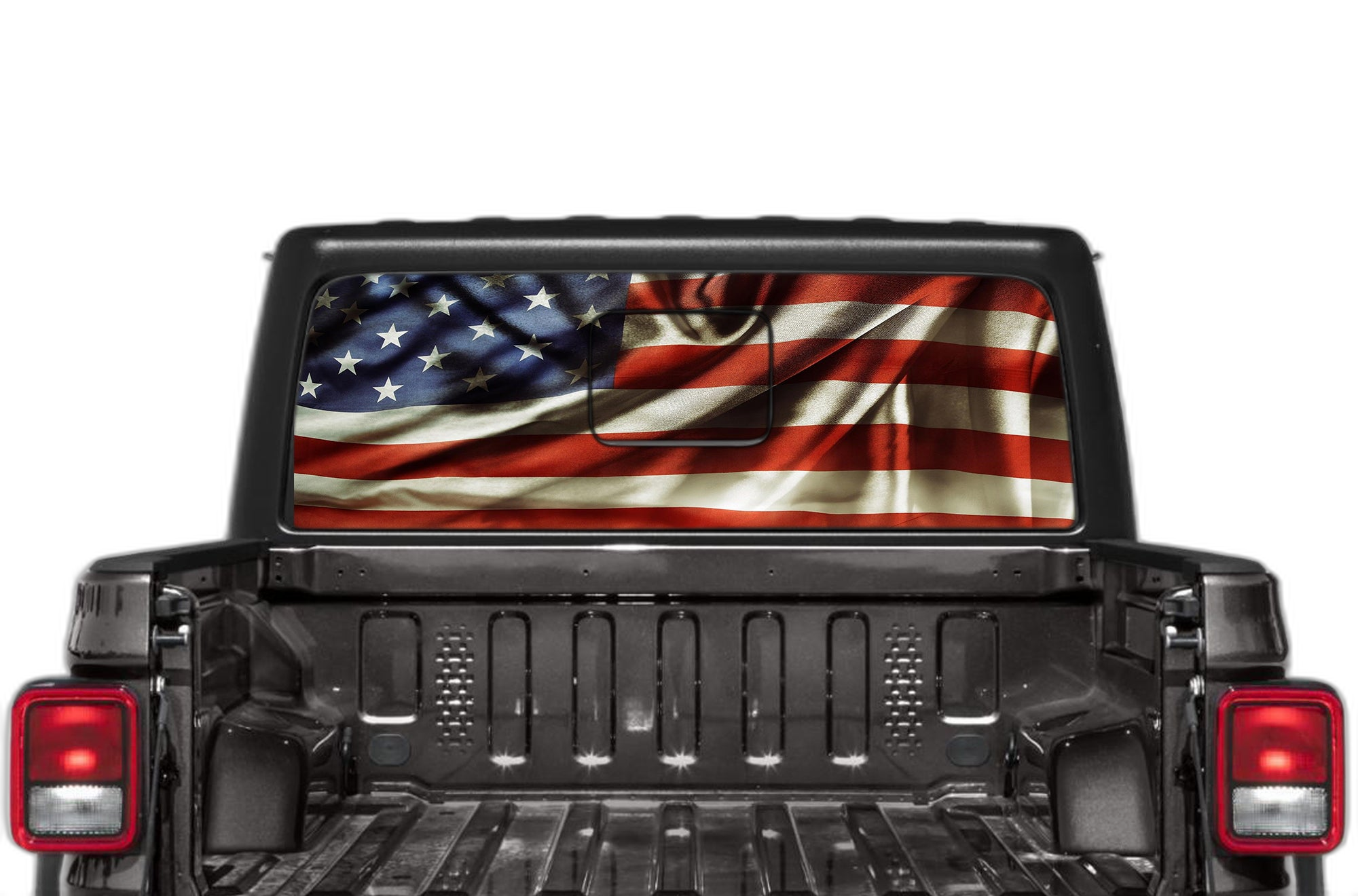 USA flag perforated rear window decal graphics compatible with Jeep Gladiator JT