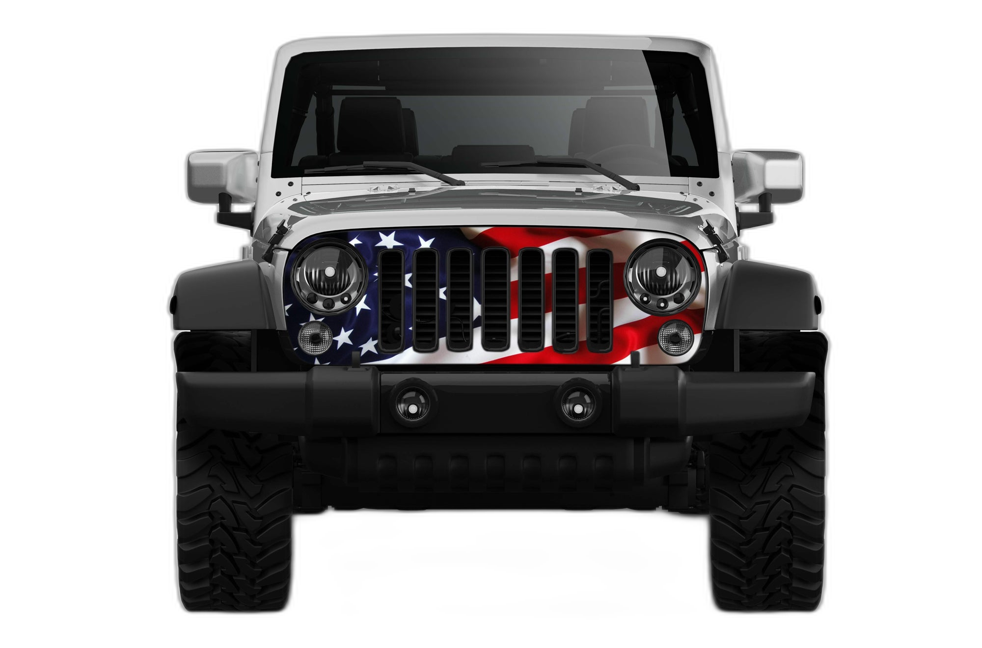 USA flag print grille graphics decals compatible with Jeep Wrangler JK