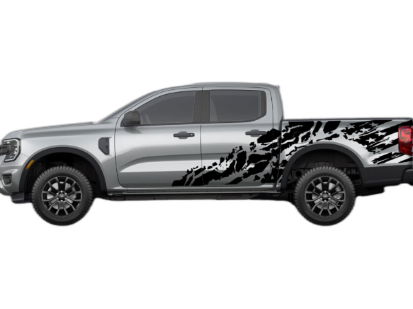 USA Flag Shredded Decals and Side Graphics for Ford Ranger