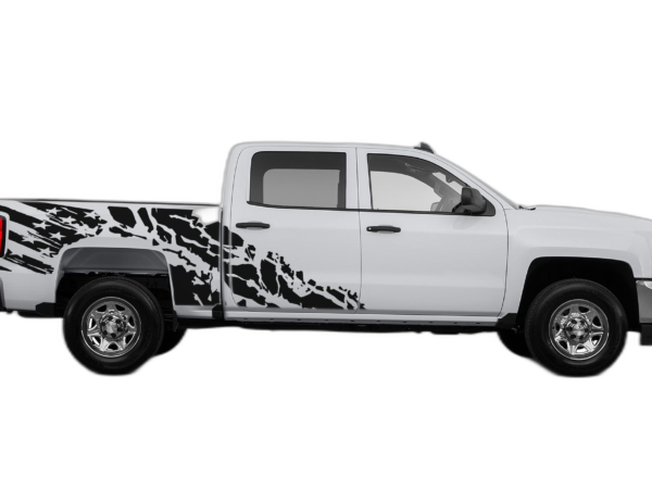 USA Flag Shredded Decals Graphics for Chevrolet Silverado 2014-2018