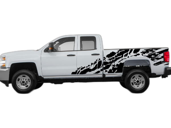 USA Flag Shredded Decals Graphics for Chevrolet Silverado 2500HD 2015-2019