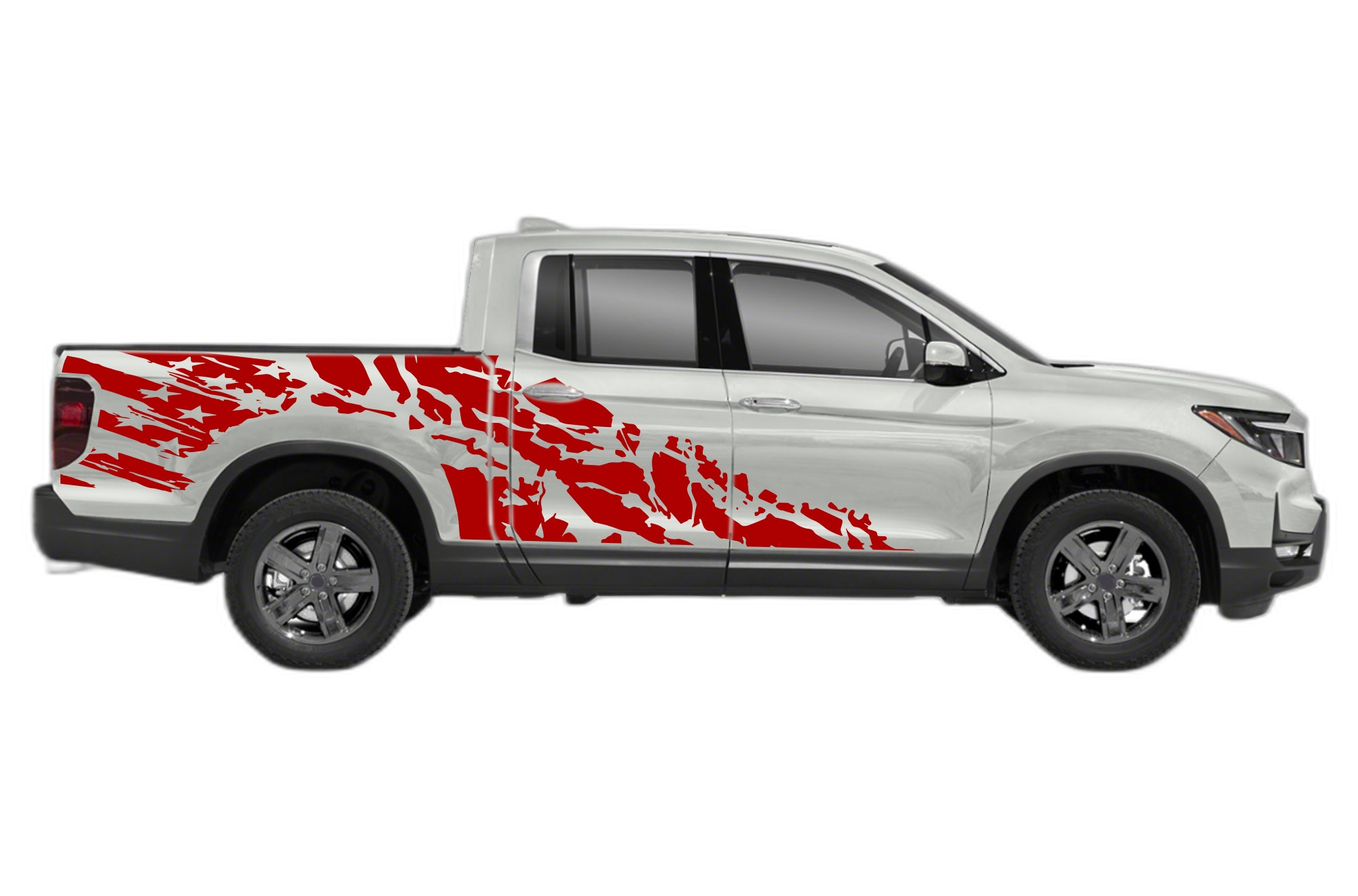USA flag shredded decals graphics compatible with Honda Ridgeline - Image 2