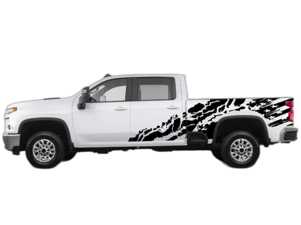 USA flag shredded side decals graphics compatible with Chevrolet Silverado 2500HD