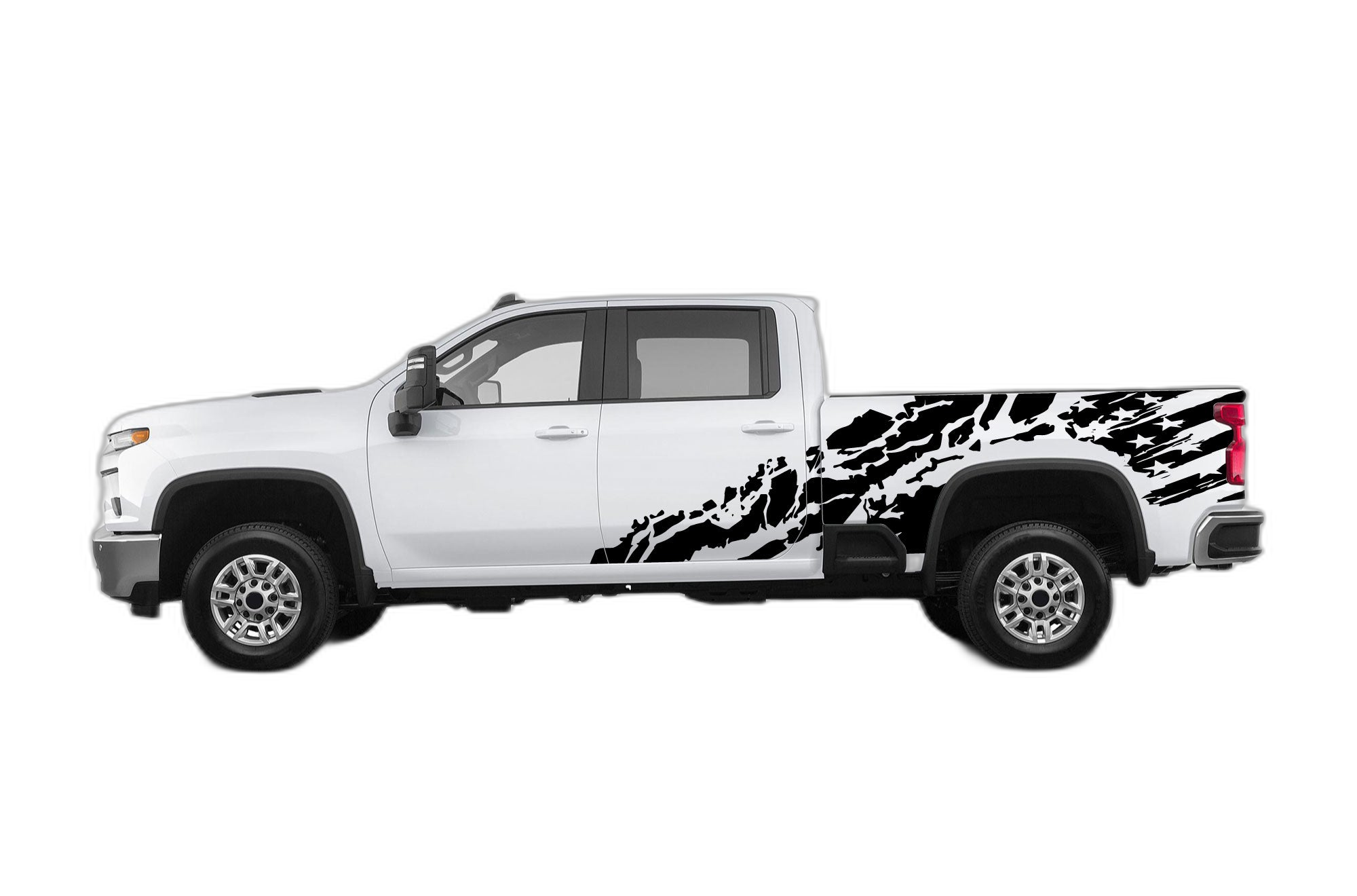 USA Flag Shredded Side Decals Graphics for Chevrolet Silverado 2500HD