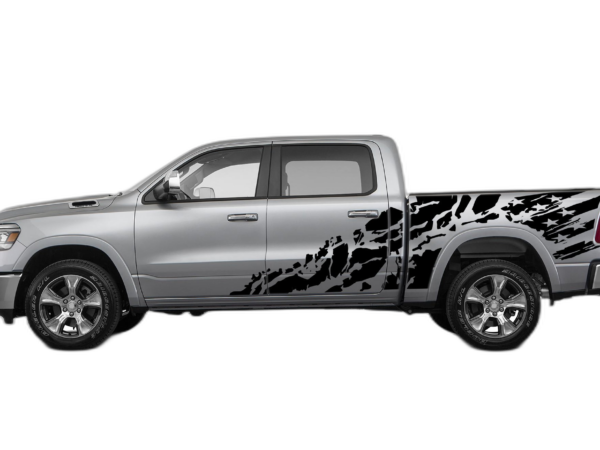 USA Flag Shredded Side Decals Graphics for Dodge Ram