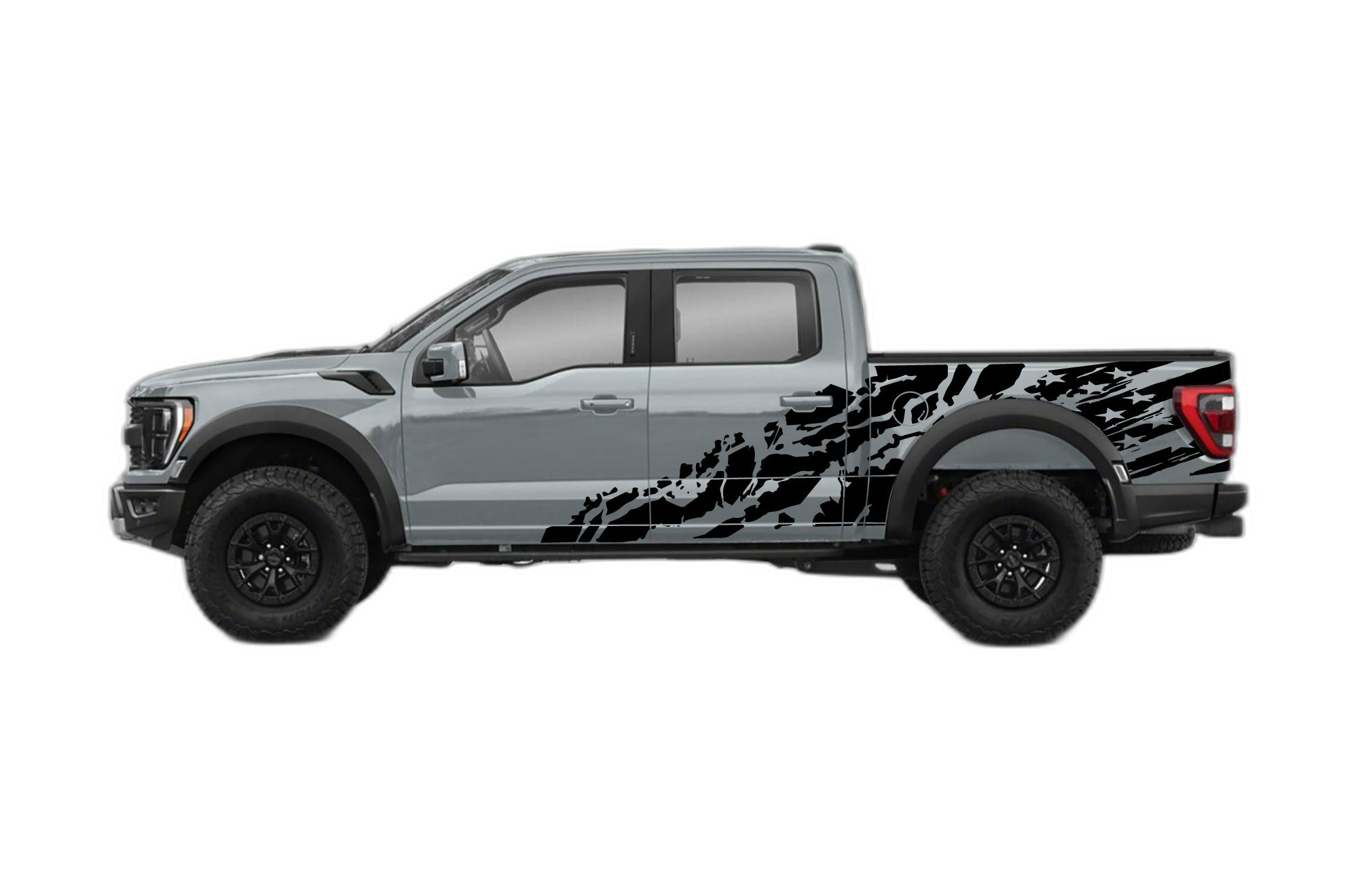 USA flag shredded side decals graphics compatible with Ford F150 Raptor