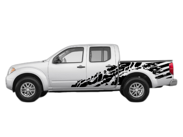 USA Flag Shredded Side Decals Graphics for Nissan Frontier 2005-2021