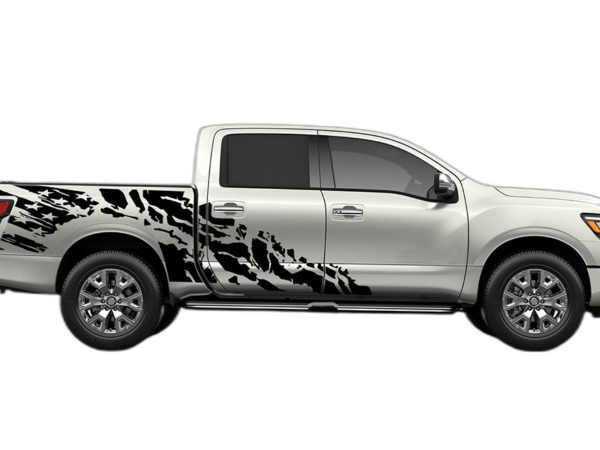 USA Flag Shredded Side Decals Graphics for Nissan Titan 2017-2025