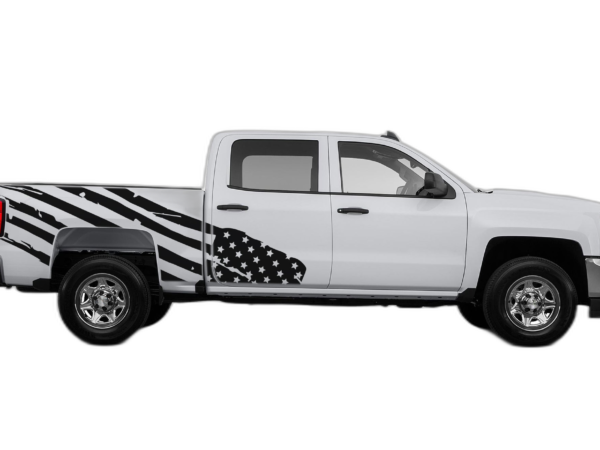 USA flag side decals graphics compatible with Chevrolet Silverado 2014-2018