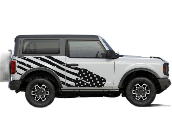 USA flag side decals graphics compatible with Ford Bronco 2 doors