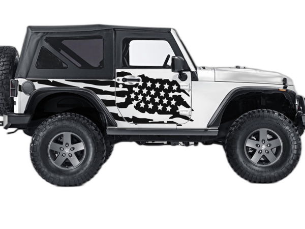 USA flag side decals graphics compatible with Jeep Wrangler JK 2 doors