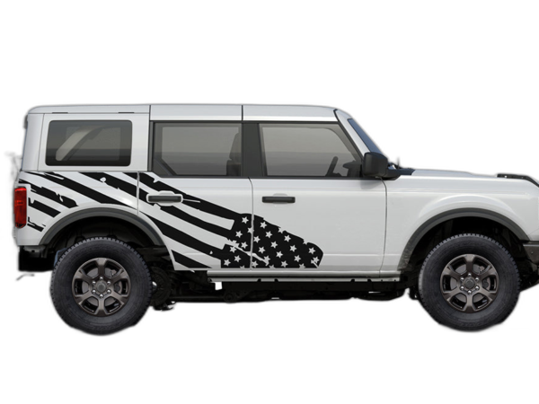 USA flag side graphics decals compatible with Ford Bronco