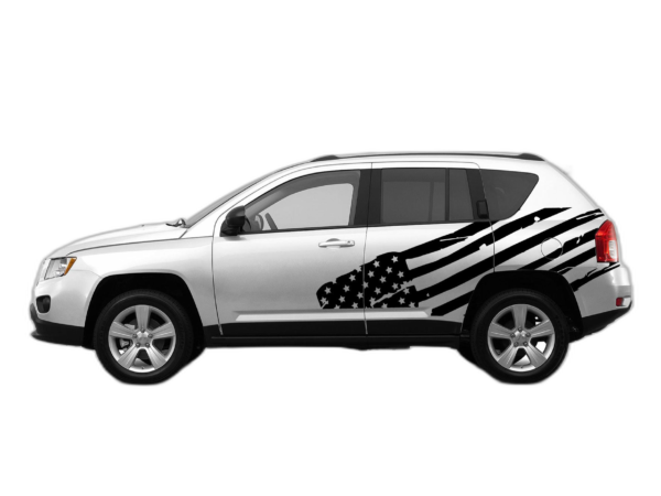 USA flag side graphics decals compatible with Jeep Compass 2011-2017