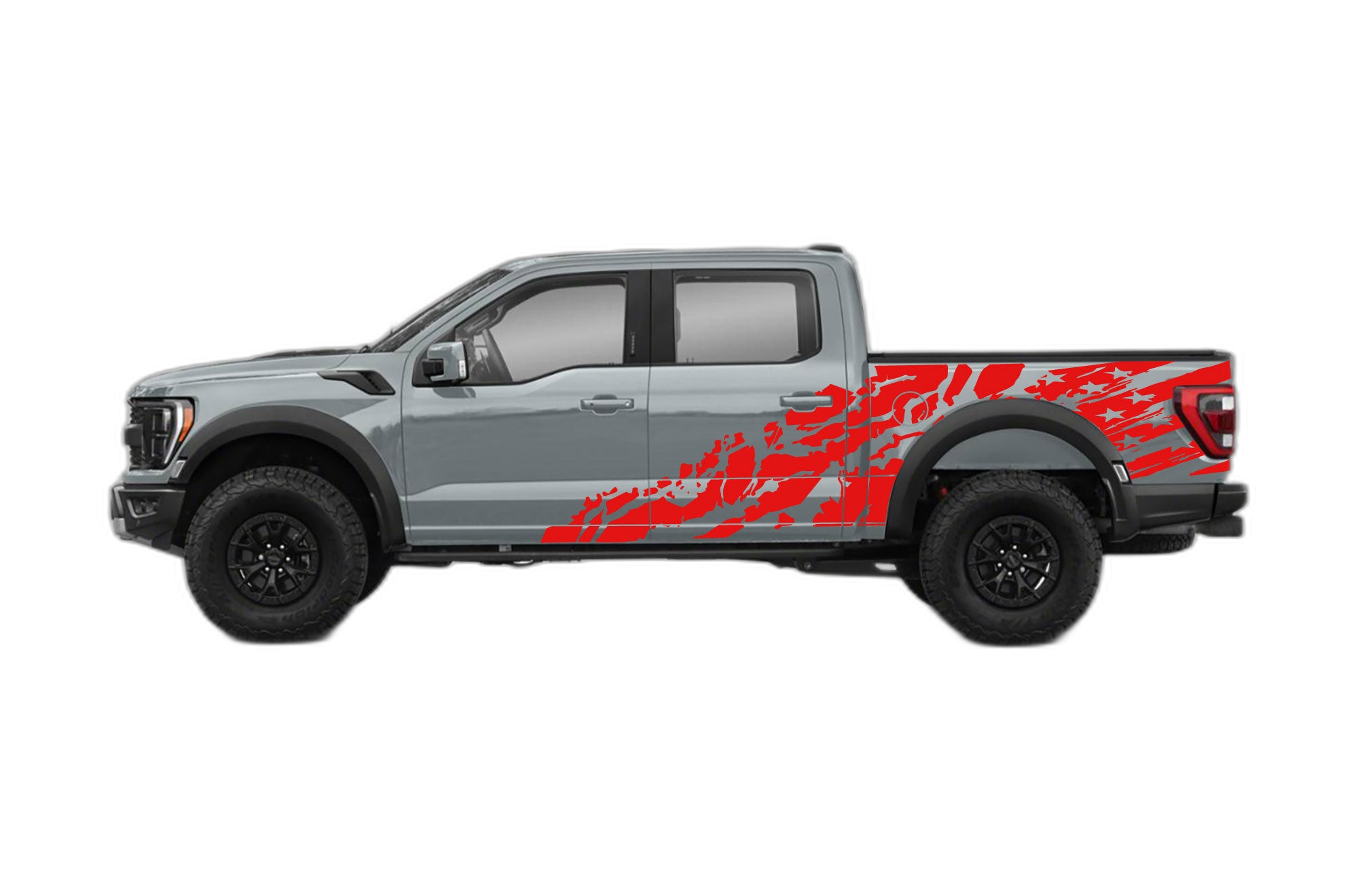USA flag shredded side decals graphics compatible with Ford F150 Raptor - Image 2