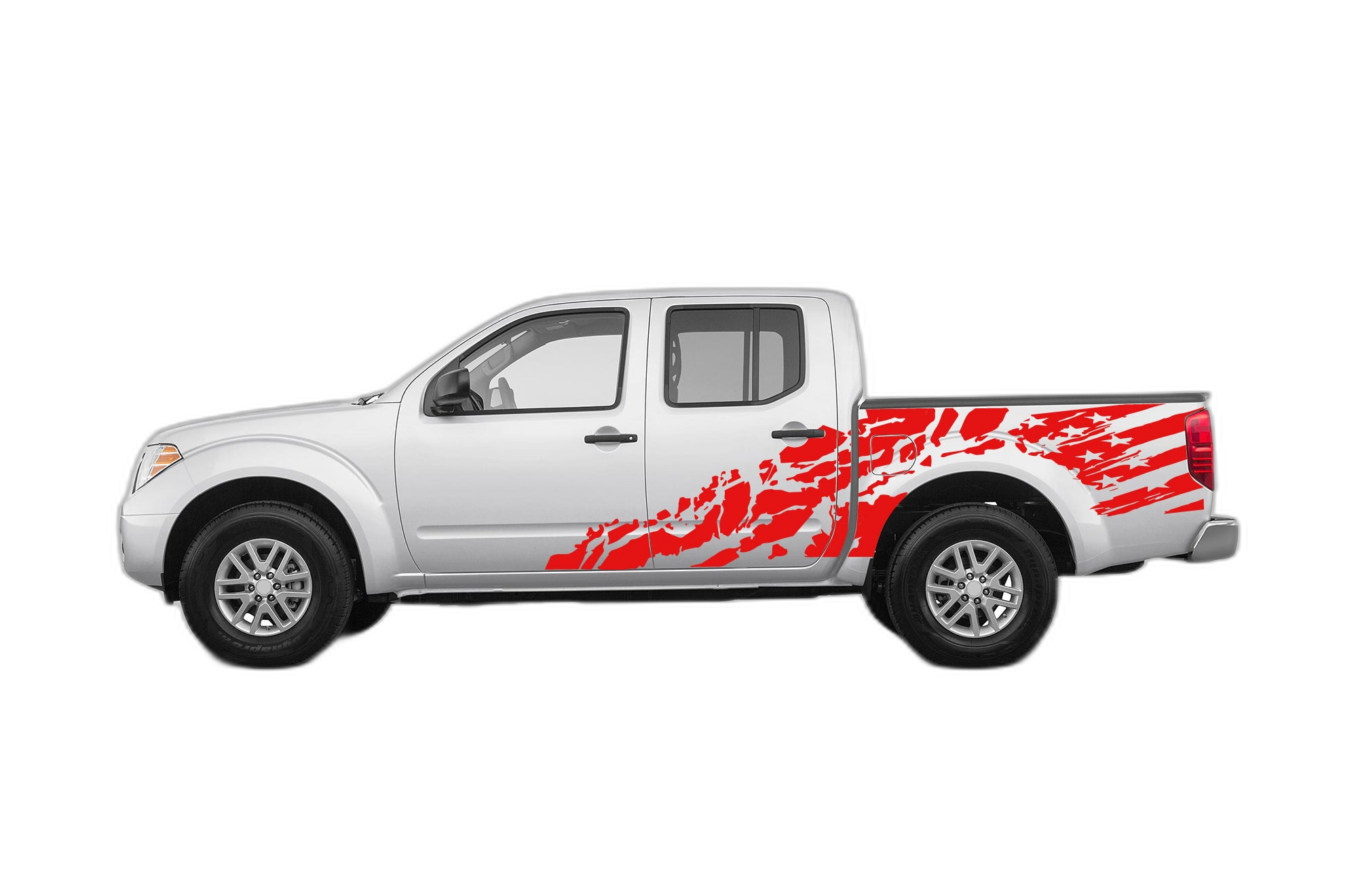 USA Flag Shredded Side Decals Graphics for Nissan Frontier 2005-2021 - Image 2