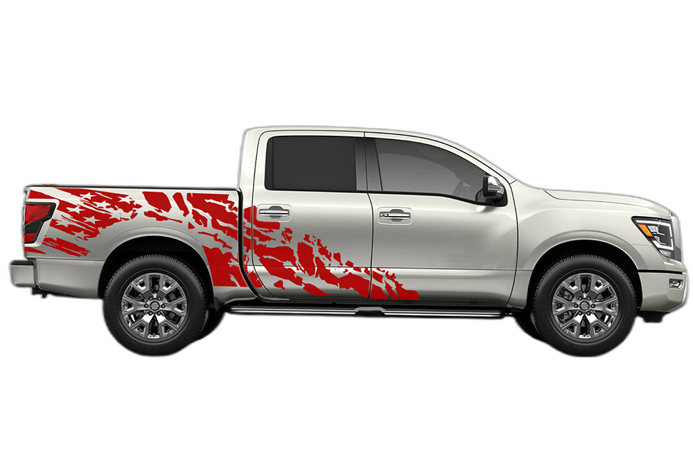 USA Flag Shredded Side Decals Graphics for Nissan Titan 2017-2025 - Image 2