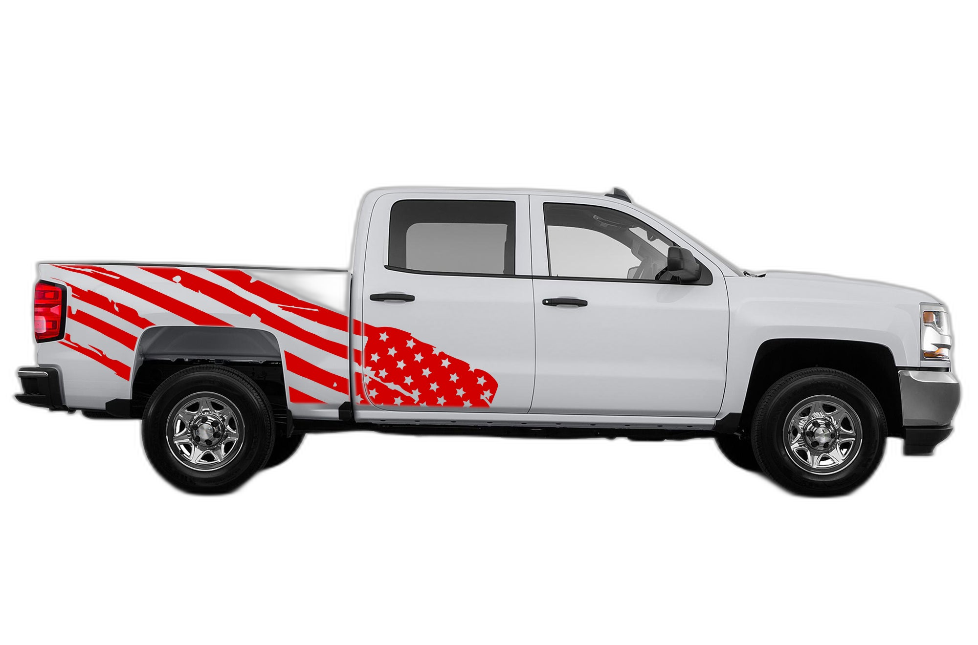 USA Flag Side Decals Graphics for Chevrolet Silverado 2014-2018 - Image 2