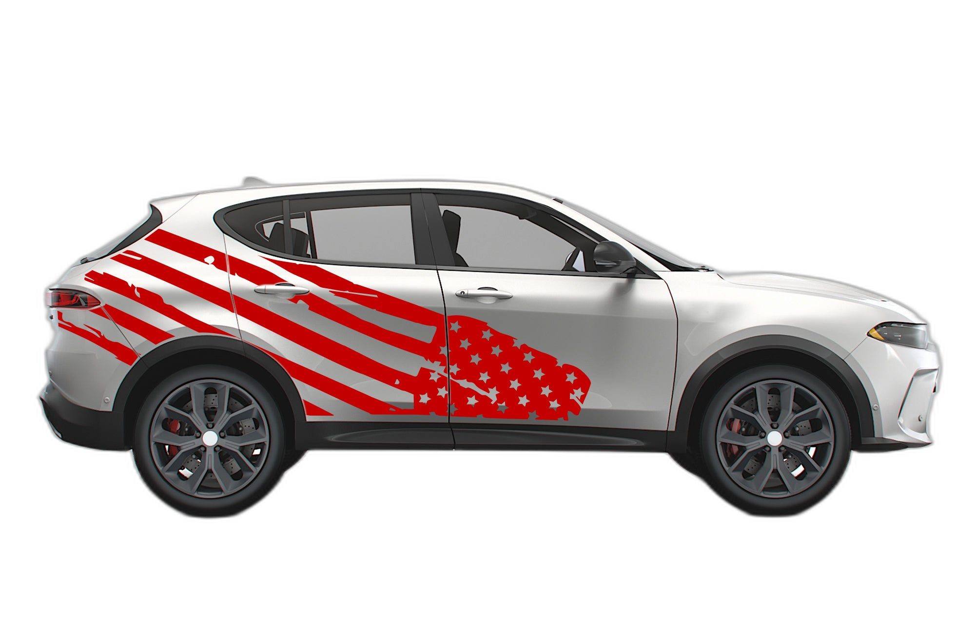 USA flag side decals graphics compatible with Dodge Hornet - Image 2