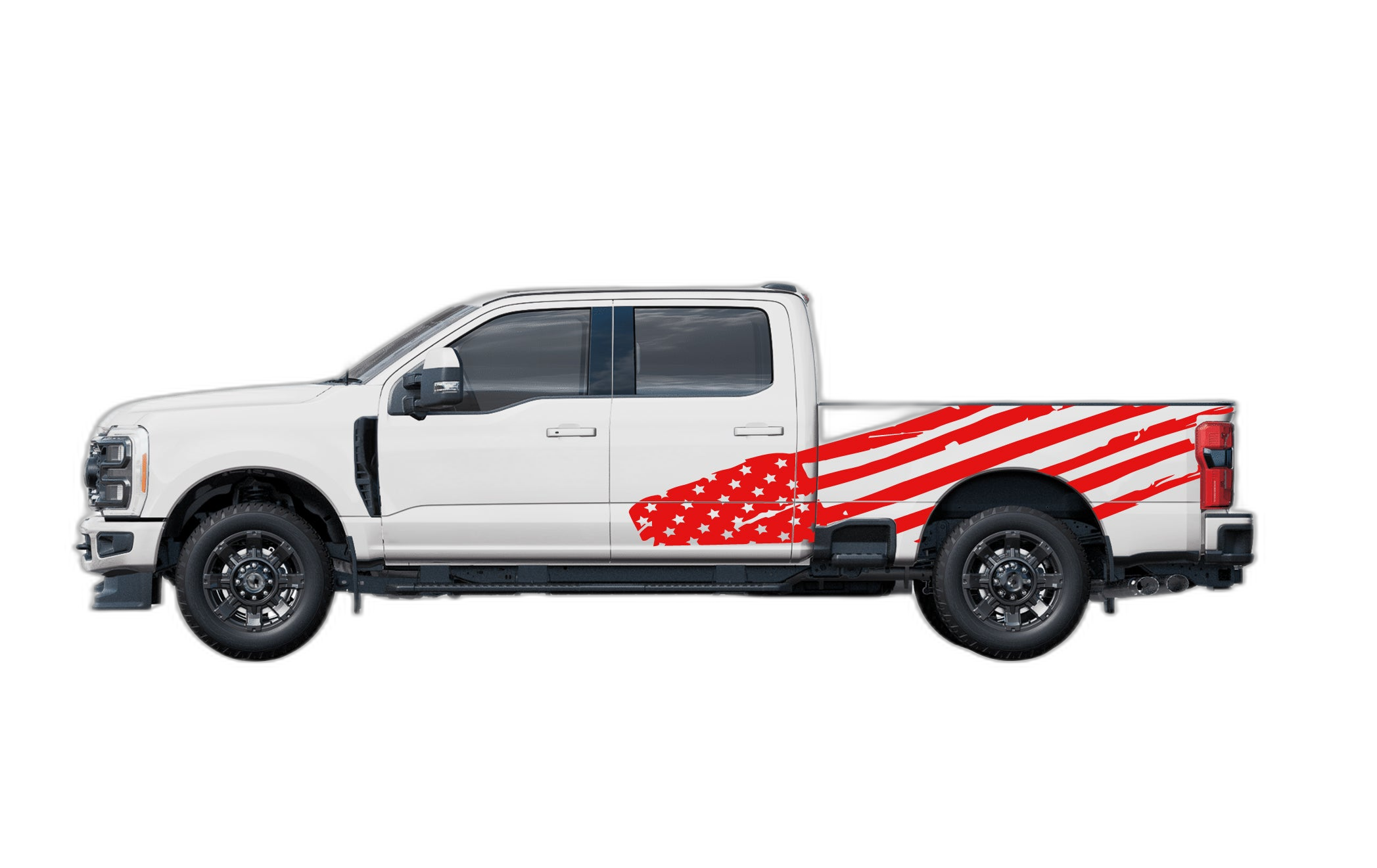 USA flag side decals graphics compatible with Ford F250 - Image 2