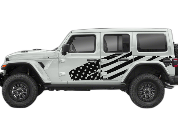 USA flag side graphics decals compatible with Wrangler JL