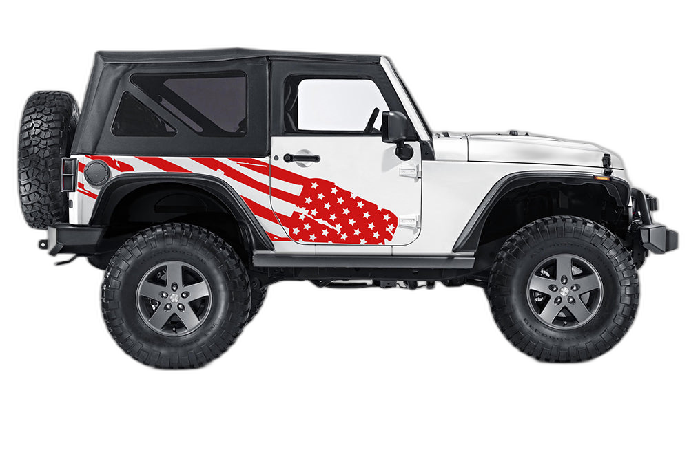 US Flag Side Decals Graphics for Jeep Wrangler JK 2 Doors - Image 2