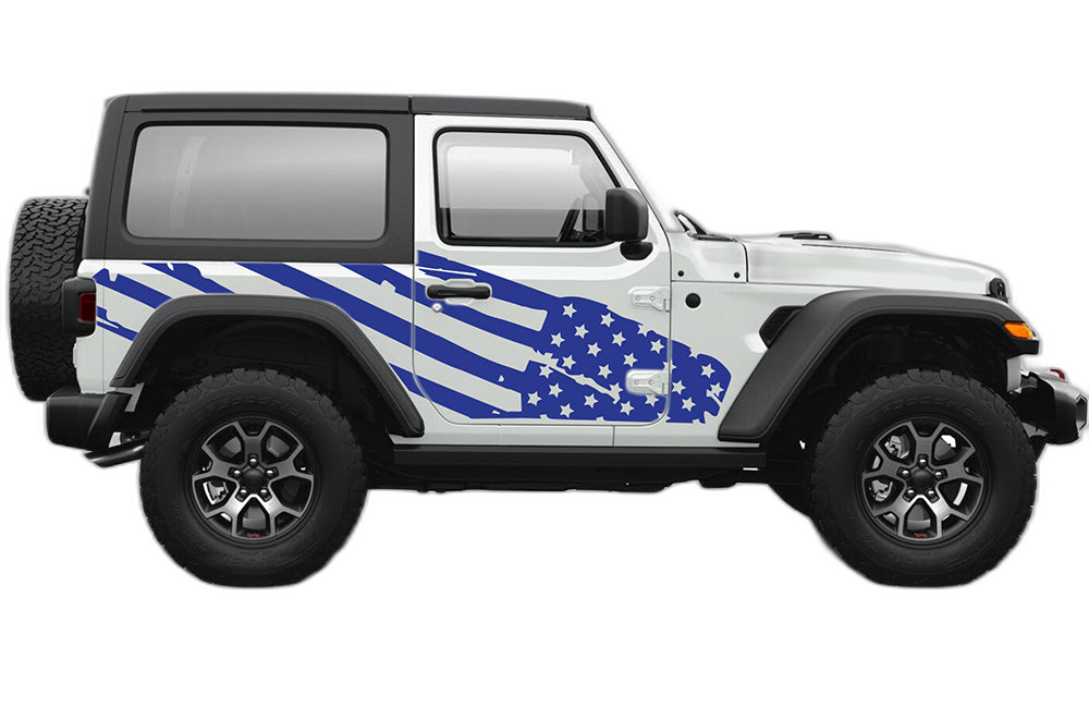 US flag side graphics decals compatible with Jeep Wrangler JL 2 doors - Image 2