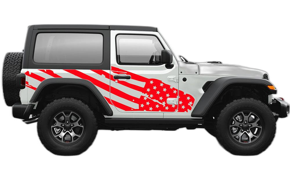 US Flag Side Graphics for Jeep Wrangler JL 2 Doors - Image 2