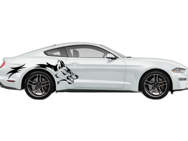 Wild wolf side graphics, stickers decals compatible with Ford Mustang 2015-2023