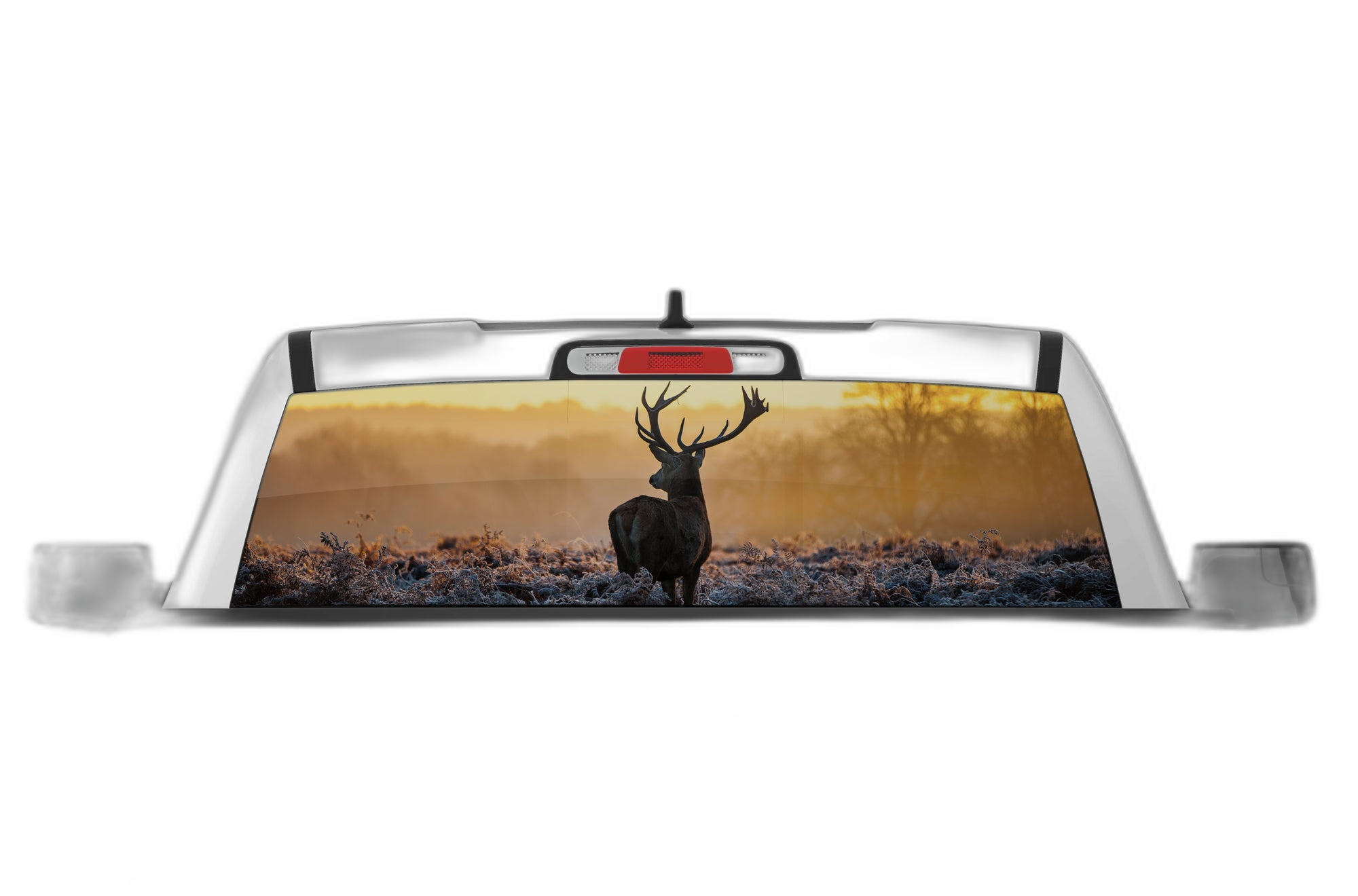 Ram Rear Window Graphics Wild deer perforated rear window decal graphics compatible with Dodge Ram