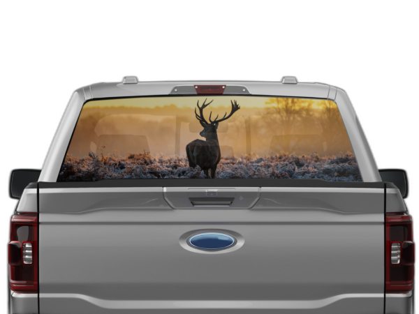 Wild deer perforated rear window decal graphics compatible with Ford F150