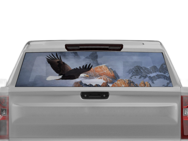 Wild eagle perforated rear window decal graphics compatible with Chevrolet Silverado