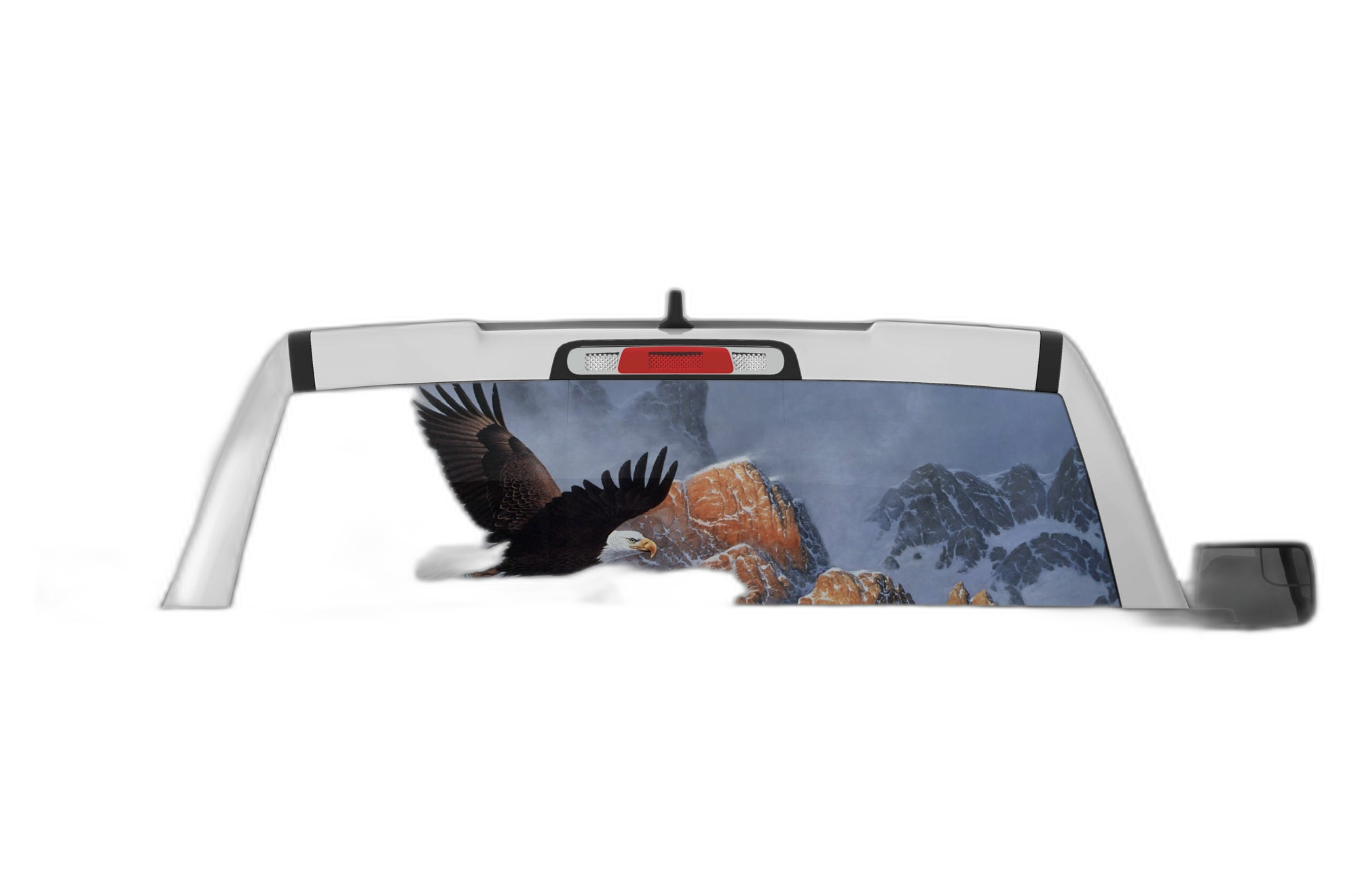 Wild eagle perforated rear window decal graphics compatible with Dodge Ram