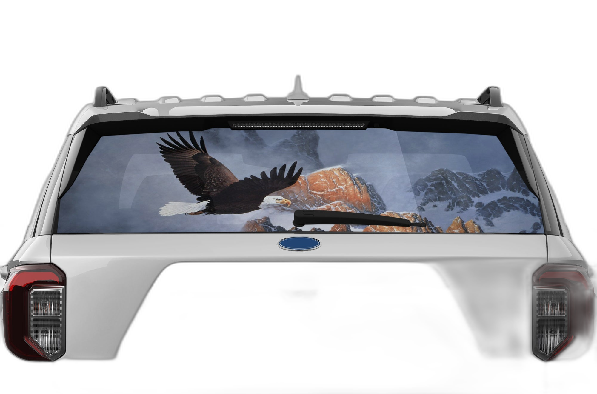 Wild eagle perforated rear window decal graphics compatible with Ford Explorer