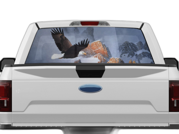 Wild eagle perforated rear window decal graphics compatible with Ford F150 2015-2020