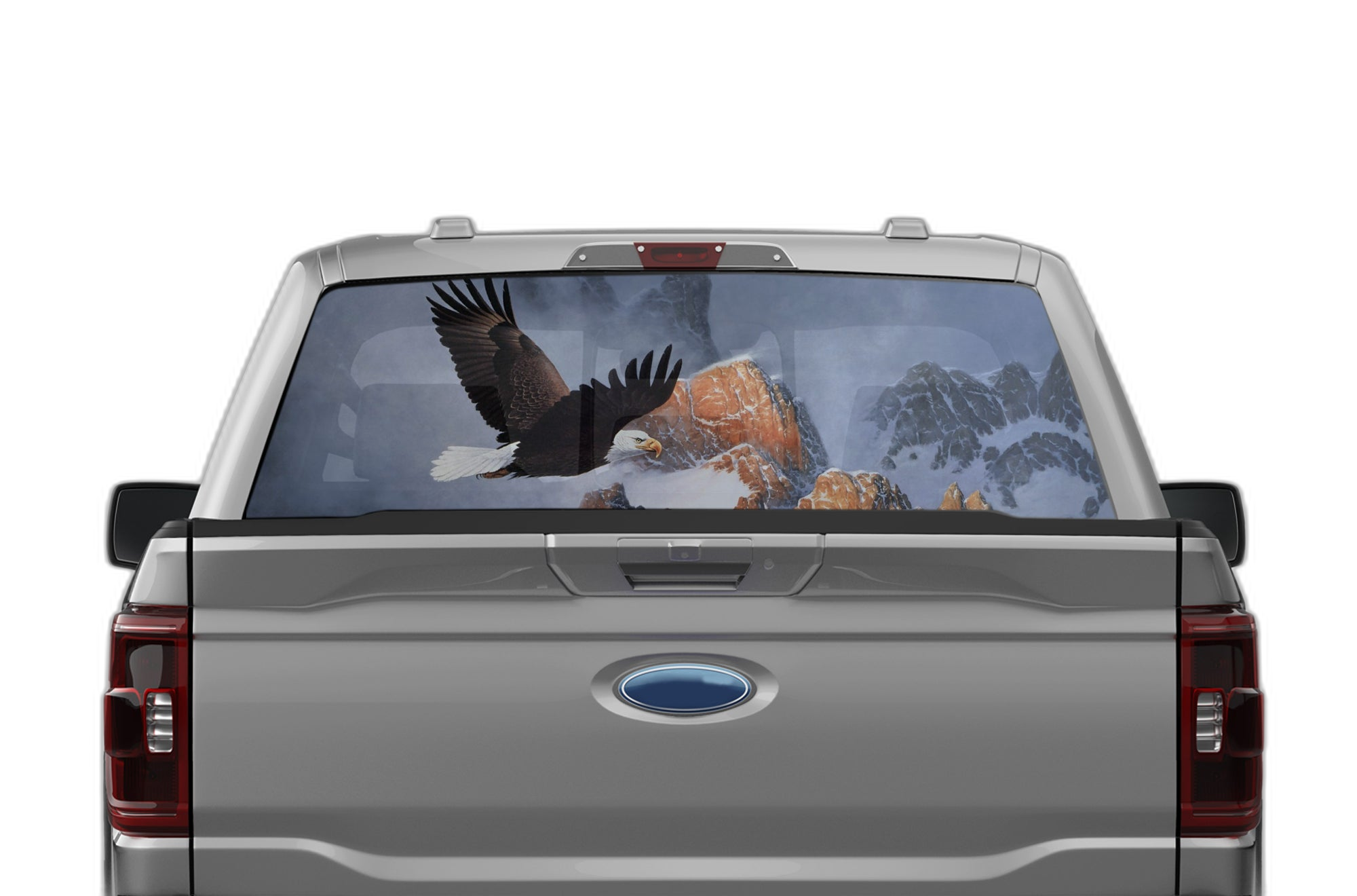 Wild eagle perforated rear window decal graphics compatible with Ford F150